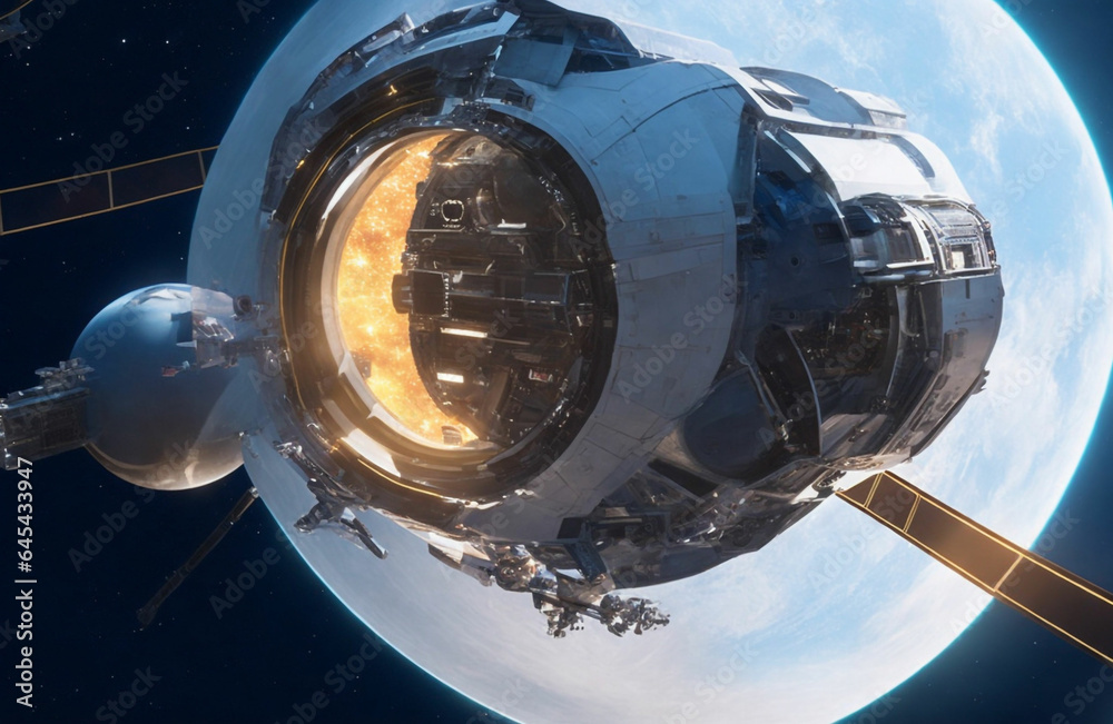 custom made wallpaper toronto digitalA futuristic space station , Ai Generated