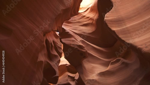Antelope Canyon for Background - Impressive Rock Formations in Page Arizona Creating Labyrinth, Abstract Pattern Sandstone Walls and Beams of Sunlight