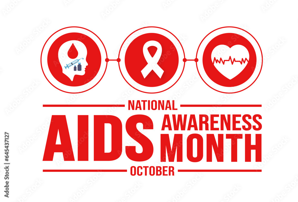 October is AIDS Awareness Month background template. Holiday concept. background, banner, placard, card, and poster design template with text inscription and standard color. vector illustration. October is AIDS Awareness Month background template. Holiday concept. background, banner, placard, card, and poster design template with text inscription and standard color. vector illustration.