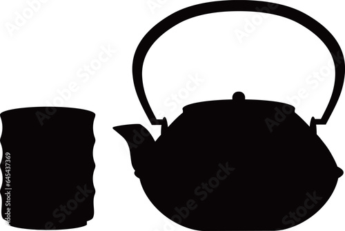 日本茶　お茶　飲み物　シルエット