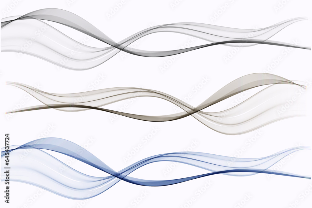 Flow transparent wave, smoky wave, background set. Flow transparent wave, smoky wave, background set.
