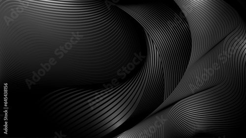 Black wavy modern composition. Geometric illustration.
