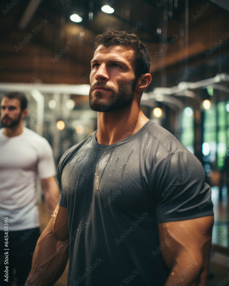 Muscular man posing at the gym Muscular man posing at the gym