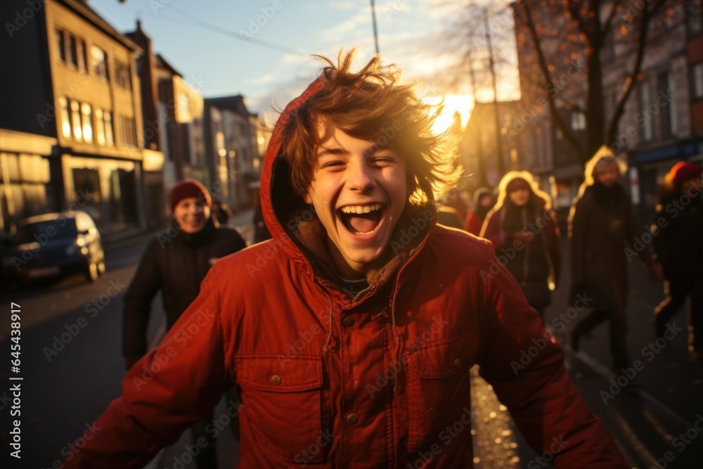 Obraz premium Teenagers dancing in the street