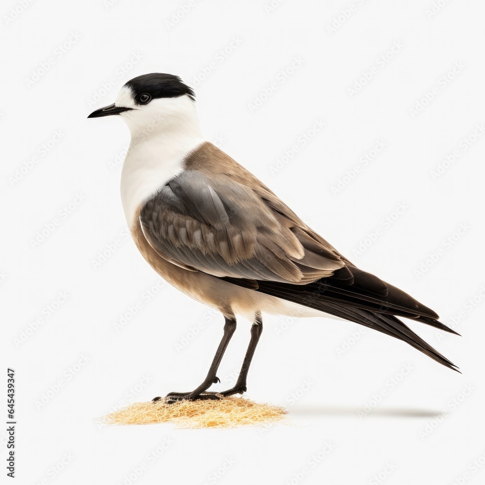 Long-tailed jaeger bird isolated on white background. Long-tailed jaeger bird isolated on white background.