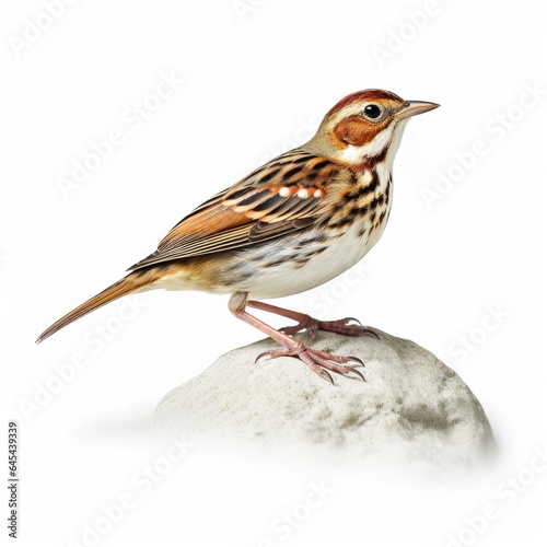 Little bunting bird isolated on white background.