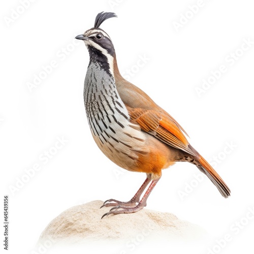Mountain quail bird isolated on white background.