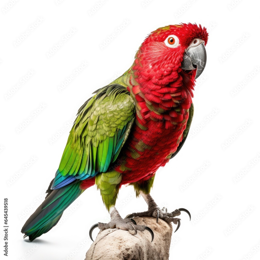 Thick-billed parrot bird isolated on white background.