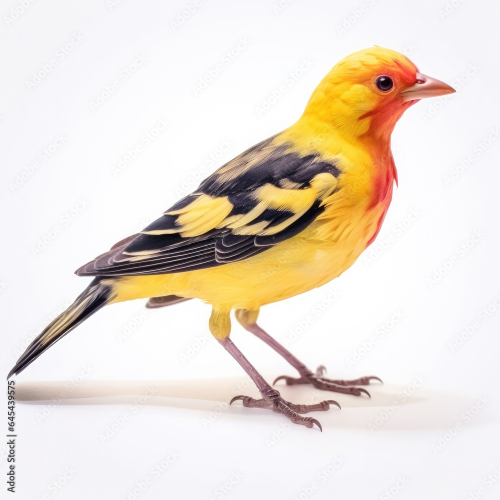 Western tanager bird isolated on white background. Western tanager bird isolated on white background.