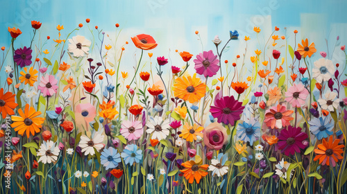 paint drawing of wild flowers growing