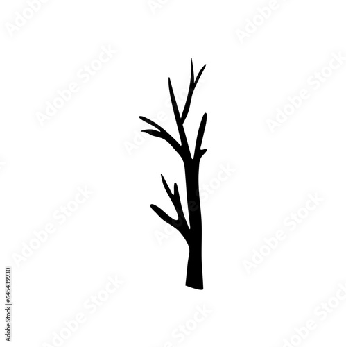 Fototapeta Naklejka Na Ścianę i Meble -  tree silhouette with no living leaves. Dead wood. Hand drawn damaged environment. 