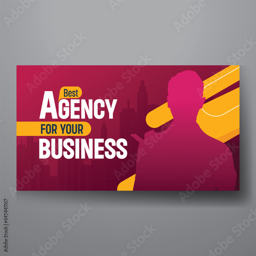 youtube video thumbnail or web banner template for Corporate business marketing video