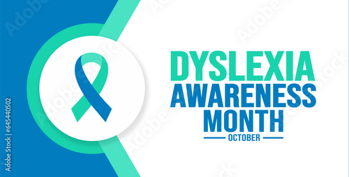 October is Dyslexia Awareness Month Awareness Month background template. Holiday concept. background, banner, placard, card, and poster design template with text inscription and standard color. vector