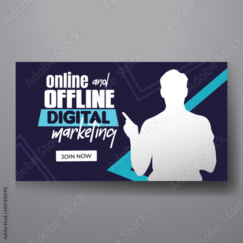 youtube video thumbnail or web banner template for Corporate business marketing video