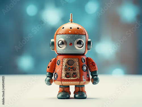 small cute wooden robot figurine. Eco-friendly toys for children made of wood. Christmas decorations