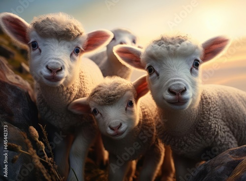 A group of young sheep