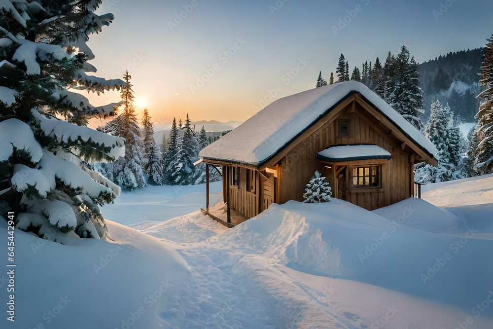 snow covered house