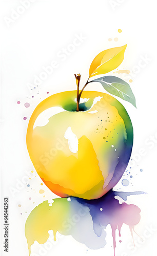 Watercolor illustration of apple.