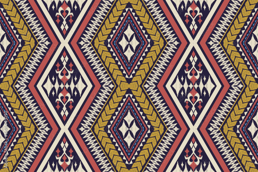 Geometric ethnic aztec embroidery style.Figure ikat oriental traditional art pattern.Design for ethnic background,wallpaper,fashion,clothing,wrapping,fabric,element,sarong,graphic,vector illustration.