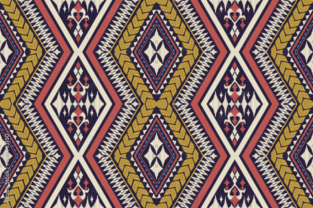 Geometric ethnic aztec embroidery style.Figure ikat oriental traditional art pattern.Design for ethnic background,wallpaper,fashion,clothing,wrapping,fabric,element,sarong,graphic,vector illustration.