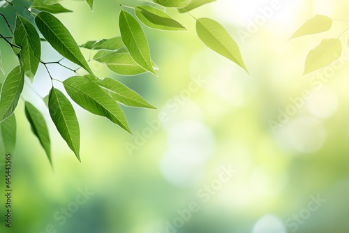 Green tree leaves on blurred background.