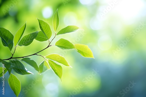Green tree leaves on blurred background.