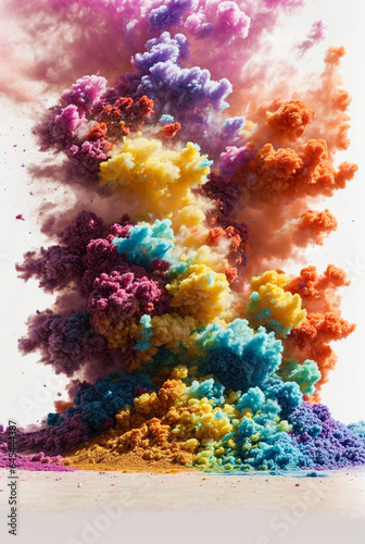 colorful rainbow holi paint color powder explosion isolated white wide panorama background © @uniturehd