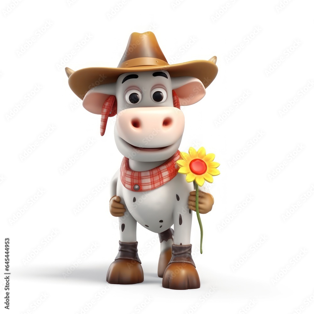 3d illustration of funny cow character