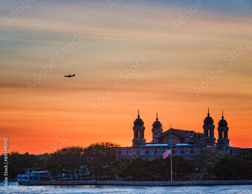 Fotografie Ellis Island at night, New York City.