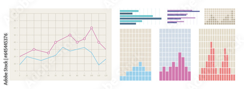 Set of graphs and charts, i...