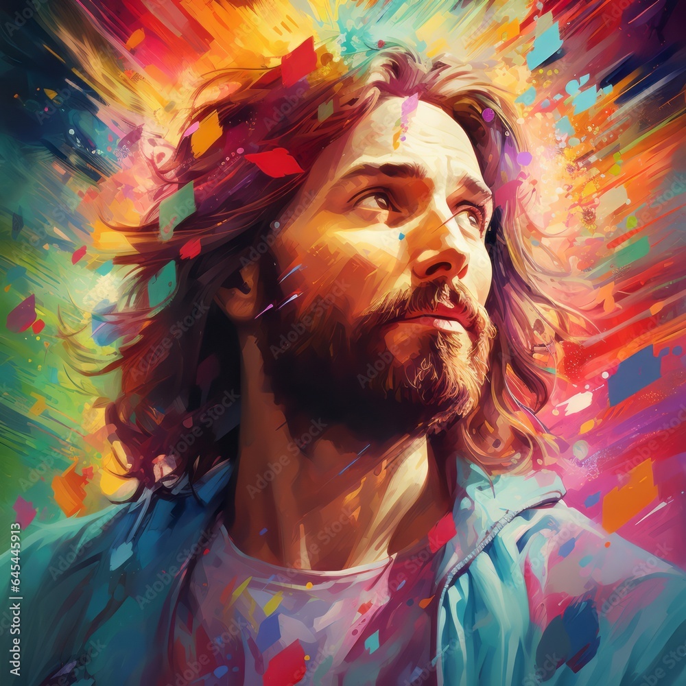 Jesus in Artistic Colorful Splendor