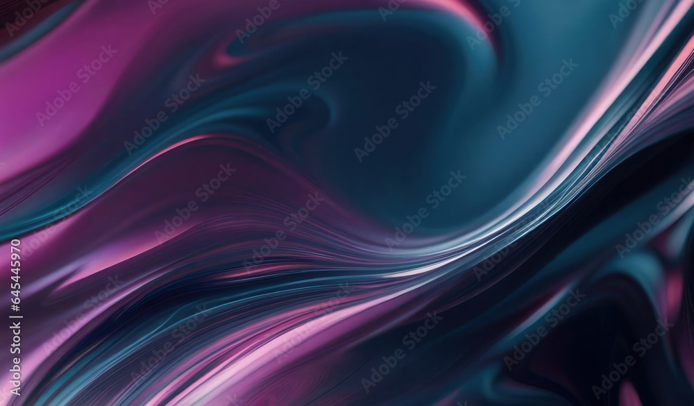 Obraz premium Vibrant and dark colored, futuristic technology concept abstract smooth and sot wavy curvy lines background, banner design.