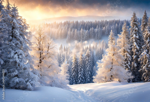 Winter view of falling snow...