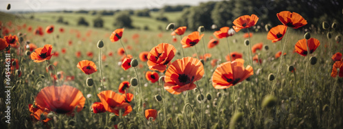 summer meadow with red poppies