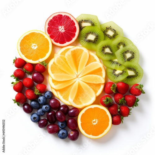 Colorful Fruits Sliced and Arranged in a Vibrant Circle