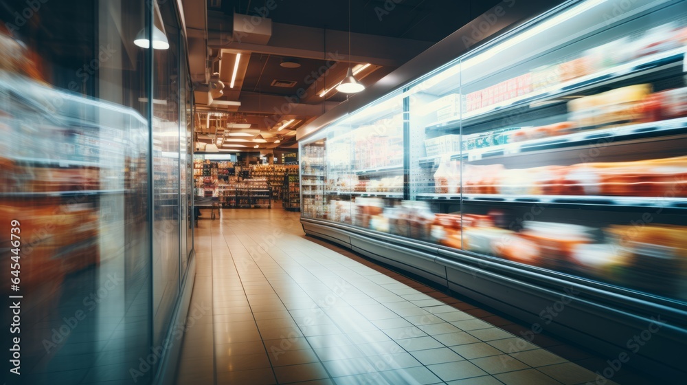 Fototapeta premium Blurred Supermarket Interior as Background