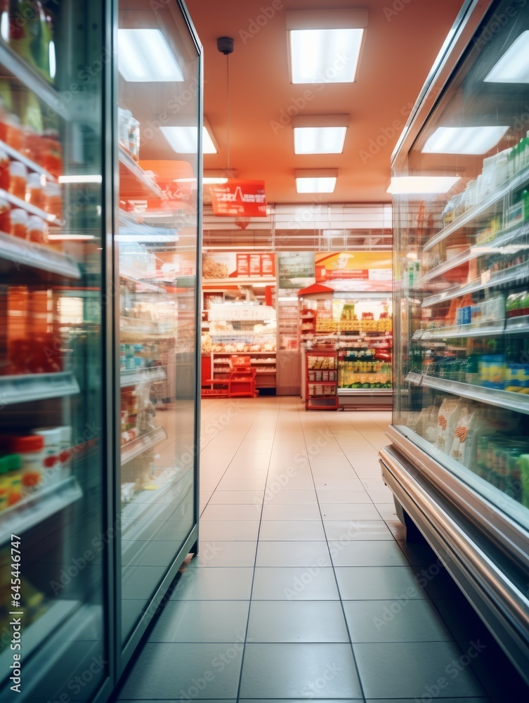 Fototapeta premium Blurred Supermarket Interior as Background