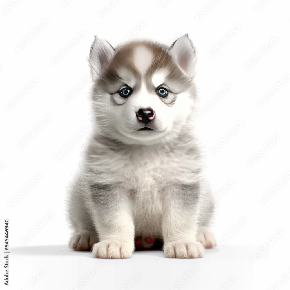 husky dog with angry face on white background