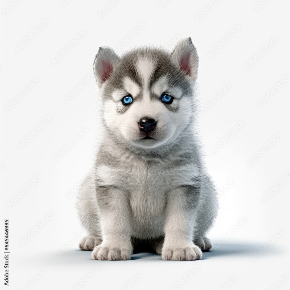 husky dog with angry face on white background