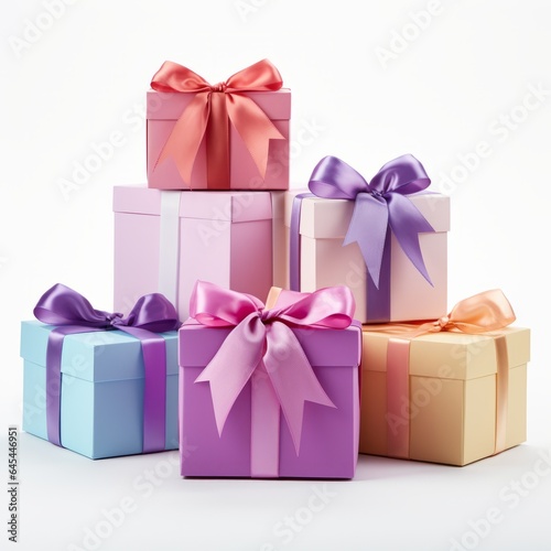 Assortment of Colorful Gift Boxes with Bows
