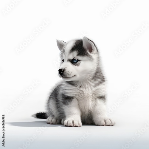 husky dog with angry face on white background