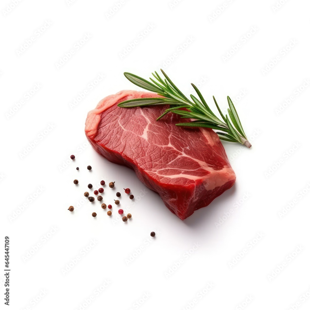raw beef meat on a white background