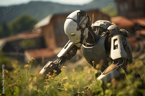 Futuristic Outdoor Automation - AI Cyborg Robot