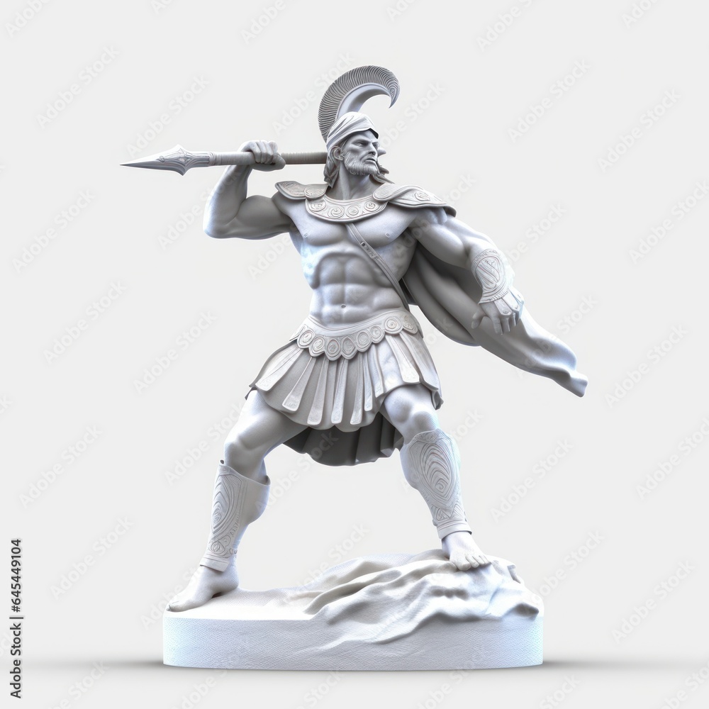 3d warrior sculpture isolated on white background