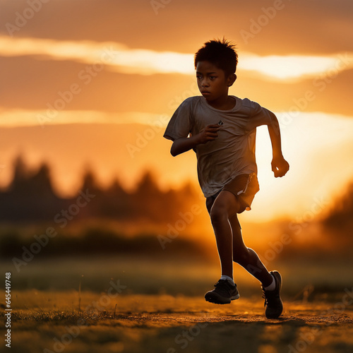 man running on the beach at sunset