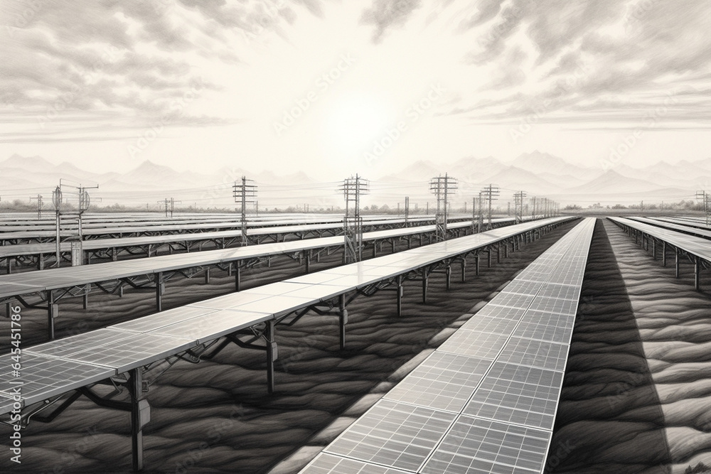 Naklejka premium photovoltaic farm in the ocean/solar plant