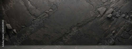 Black anthracite stone concrete texture background panorama banner long photo
