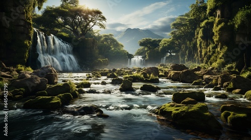 Beautiful waterfall landscape.