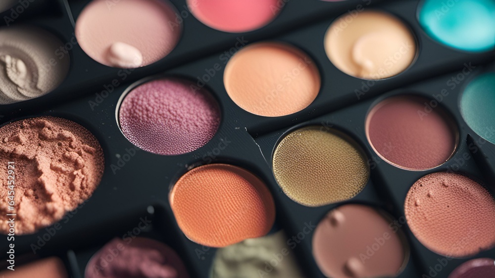Cosmetics and Beauty Products-A close-up of a colorful eyeshadow palette with various shades and textures., Cosmetics and Beauty Products Cosmetics and Beauty Products-A close-up of a colorful eyeshadow palette with various shades and textures., Cosmetics and Beauty Products