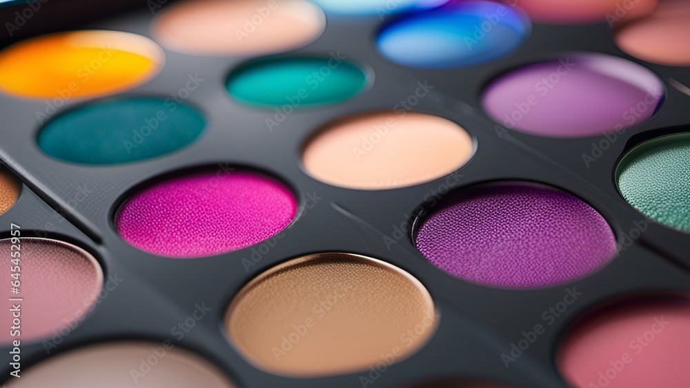Cosmetics and Beauty Products-A close-up of a colorful eyeshadow palette with various shades and textures., Cosmetics and Beauty Products Cosmetics and Beauty Products-A close-up of a colorful eyeshadow palette with various shades and textures., Cosmetics and Beauty Products